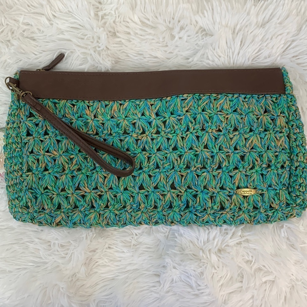 Cappelli Straworld Teal Woven Clutch- NWT